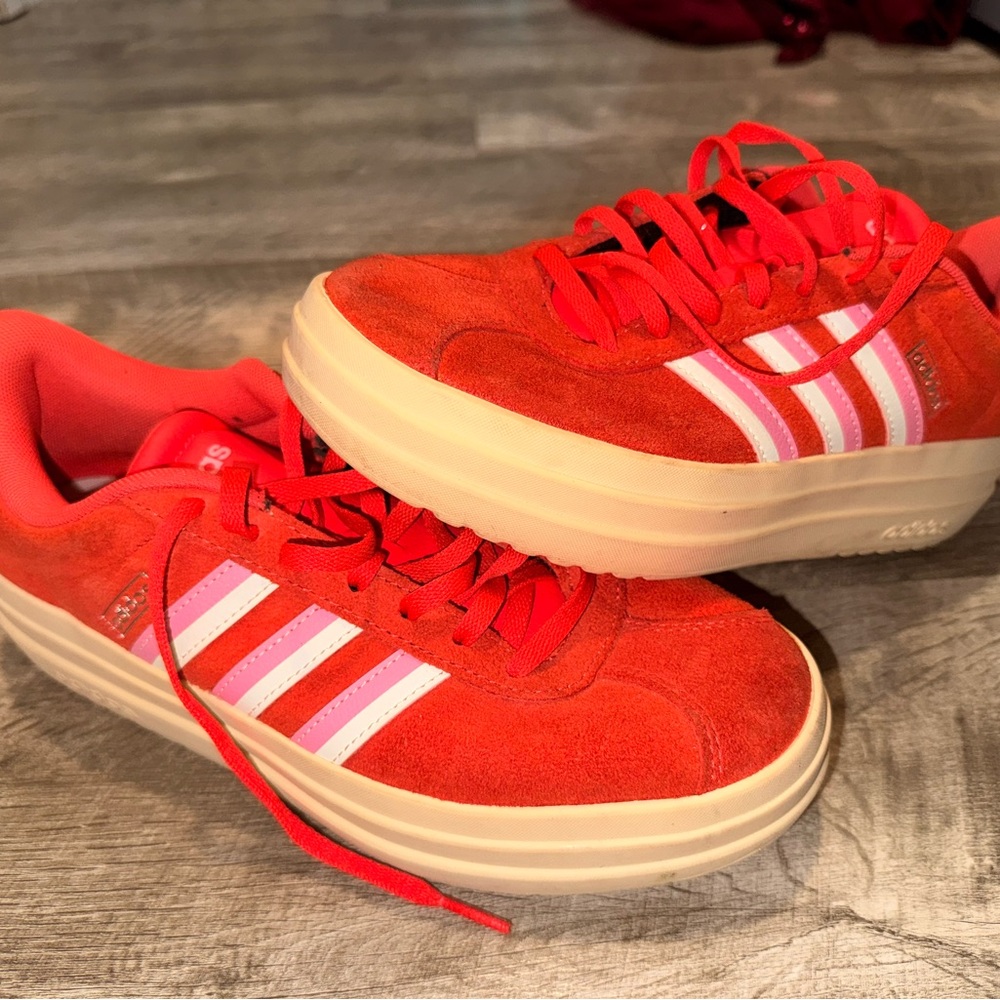 Adidas Women's Bold Red and White Sneakers